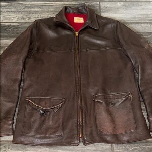 1930s  mid western sports togs Men's Brown Leather Jacket soft deerskin ? 30s
